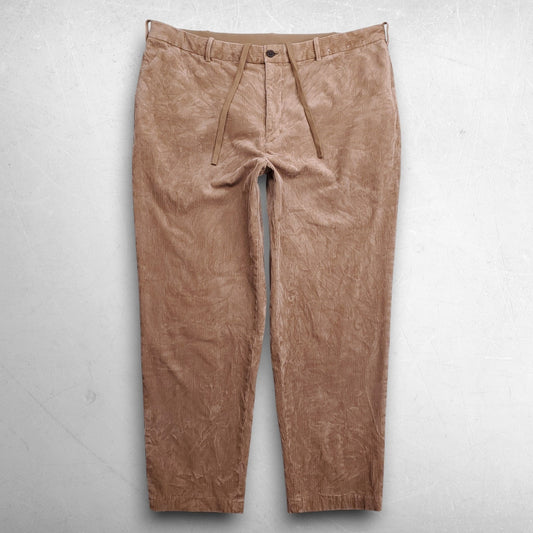 Uniqlo Corduroy Ankle Pants Slim Fit Tapered Drawstring Stretch Men XXL Brown