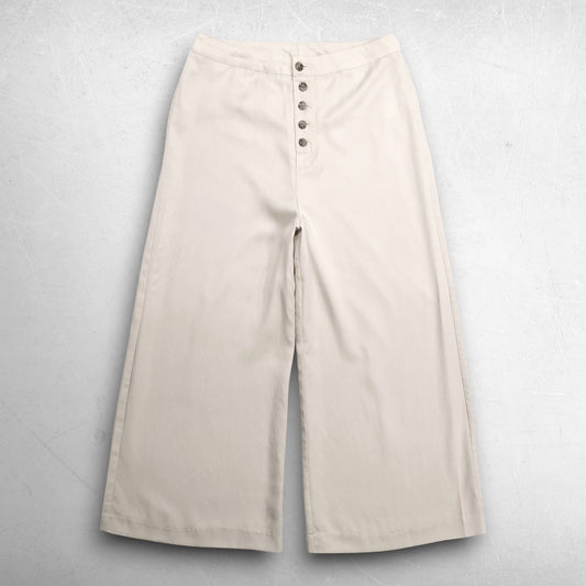 Cupcakes and Cashmere Trula Wide Leg Crop Pants Revolve Button Fly Women 6 Beige