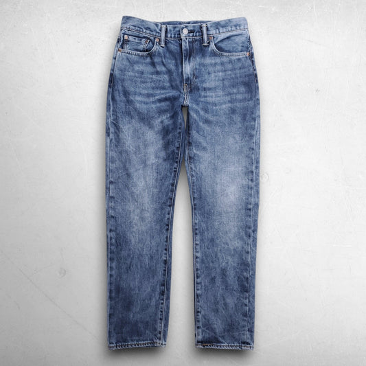 Levis 522 Jeans Slim Taper Leather Patch Two-Tone Premium Men 30x32 Stonewash
