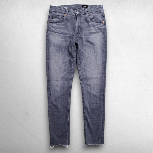 AG Farrah Jeans High Rise Skinny Ankle Frayed Hem Stretch Women 26R Gray