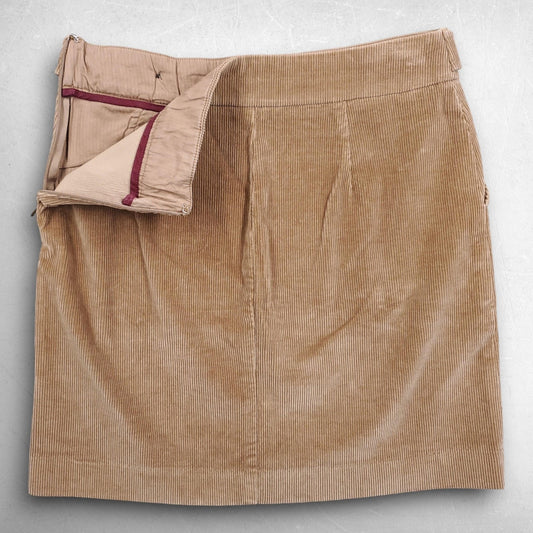 Banana Republic Mini Skirt Women 0 Beige Corduroy Buttons Zip Pockets Stretch