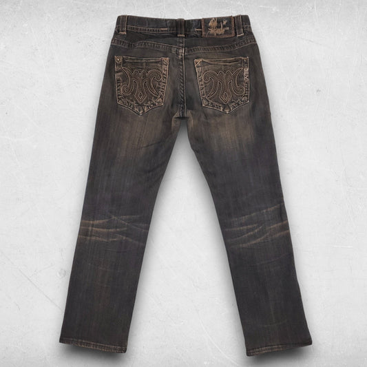 MEK Denim Belize Jeans Men 30/34 Blue Straight Leg Button Fly Grunge Streetwear