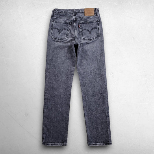 Levi's Premium Wedgie Straight Jeans Women 25 Gray Mid Rise Charcoal Stretch